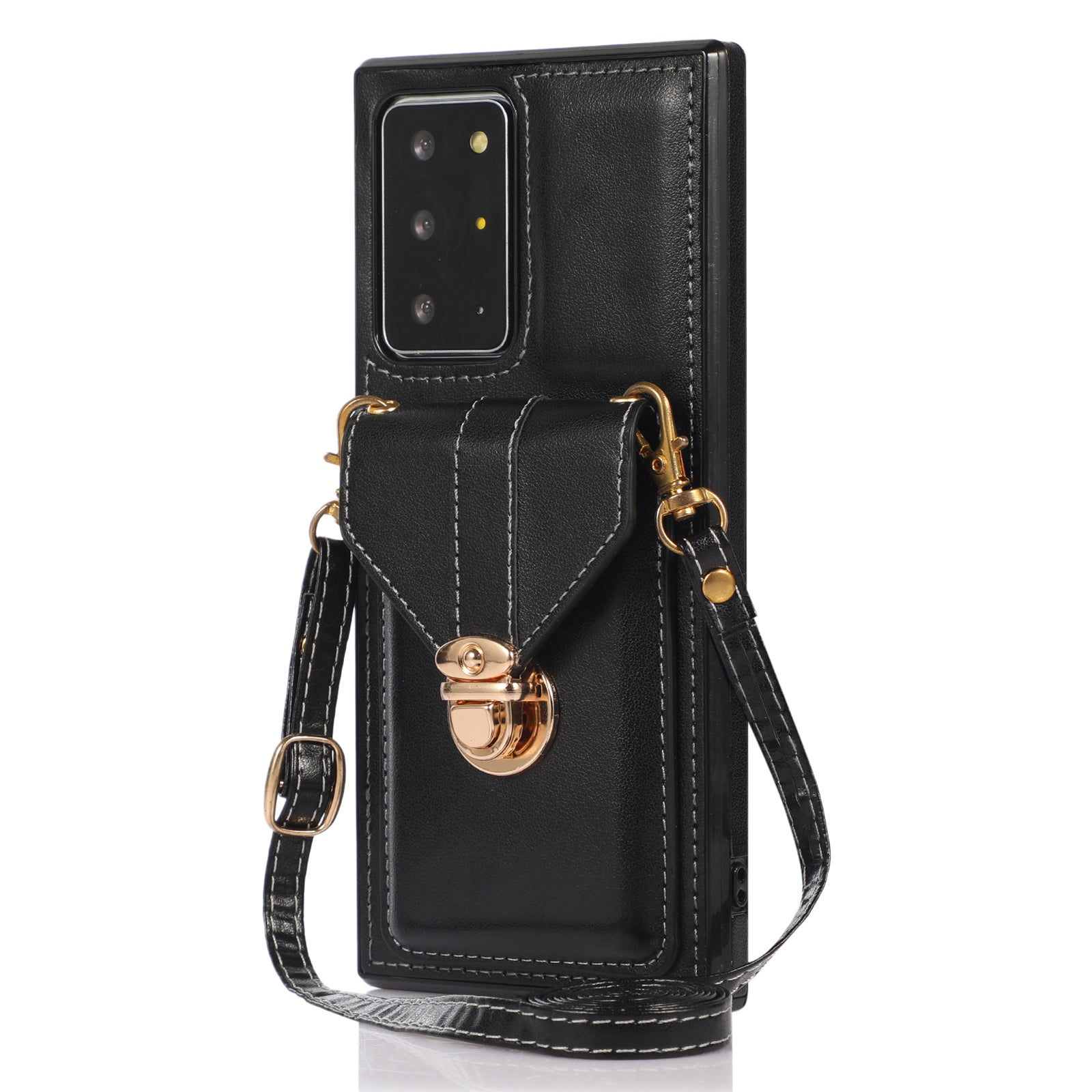 Back Case for Samsung Galaxy Note20 Ultra / Note20 Ultra 5G Card Holder PU Leather+TPU Phone Cover with Kickstand