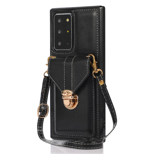 Back Case for Samsung Galaxy Note20 Ultra / Note20 Ultra 5G Card Holder PU Leather+TPU Phone Cover with Kickstand