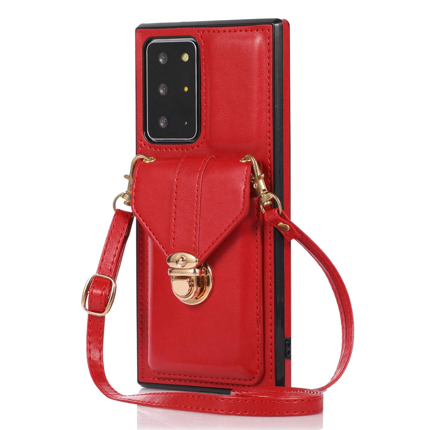 Back Case for Samsung Galaxy Note20 Ultra / Note20 Ultra 5G Card Holder PU Leather+TPU Phone Cover with Kickstand