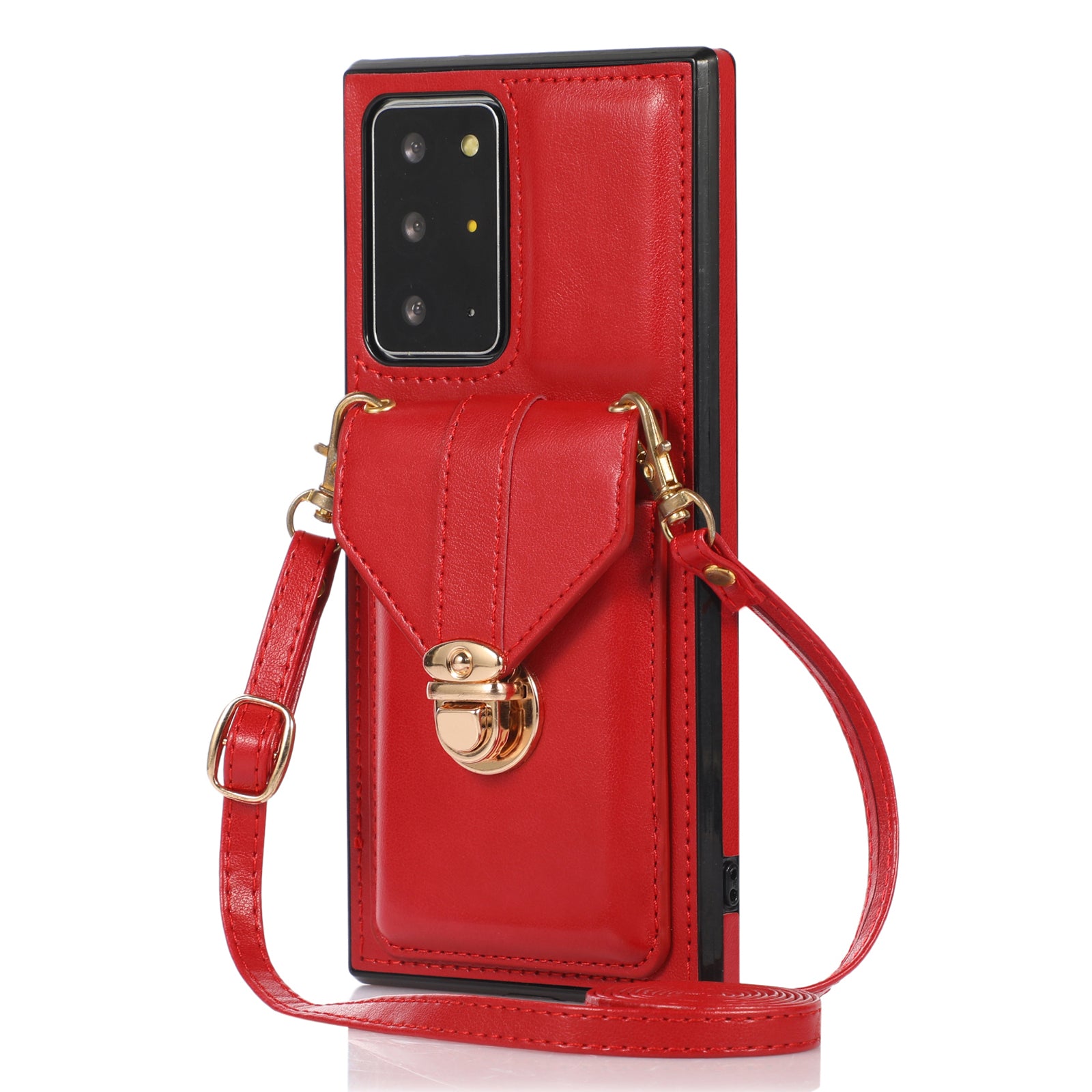 Back Case for Samsung Galaxy Note20 Ultra / Note20 Ultra 5G Card Holder PU Leather+TPU Phone Cover with Kickstand