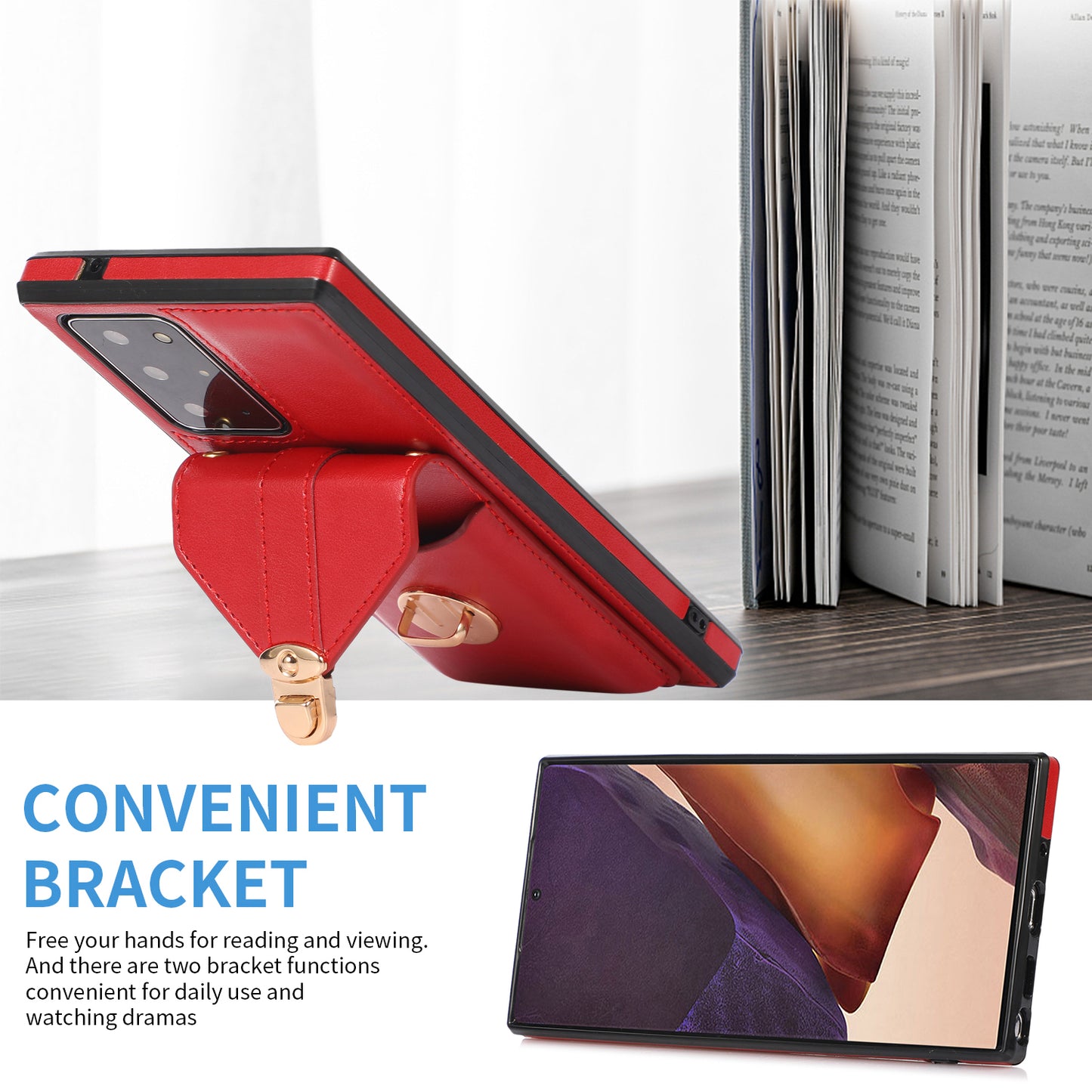 Back Case for Samsung Galaxy Note20 Ultra / Note20 Ultra 5G Card Holder PU Leather+TPU Phone Cover with Kickstand