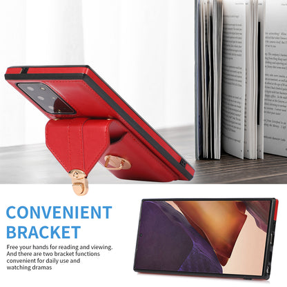 Back Case for Samsung Galaxy Note20 Ultra / Note20 Ultra 5G Card Holder PU Leather+TPU Phone Cover with Kickstand