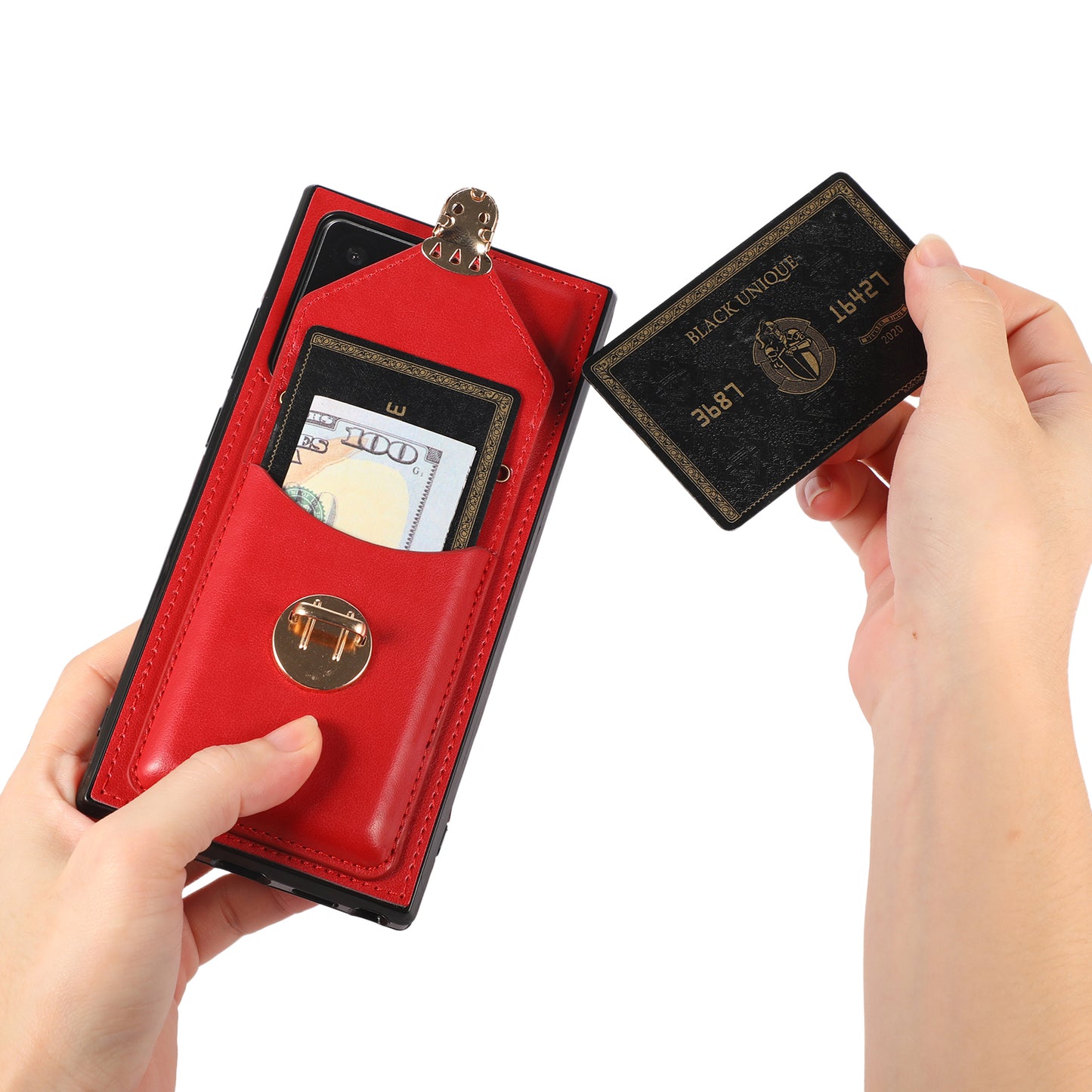 Back Case for Samsung Galaxy Note20 Ultra / Note20 Ultra 5G Card Holder PU Leather+TPU Phone Cover with Kickstand