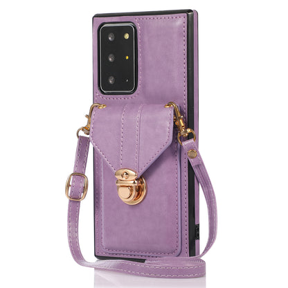 Back Case for Samsung Galaxy Note20 Ultra / Note20 Ultra 5G Card Holder PU Leather+TPU Phone Cover with Kickstand