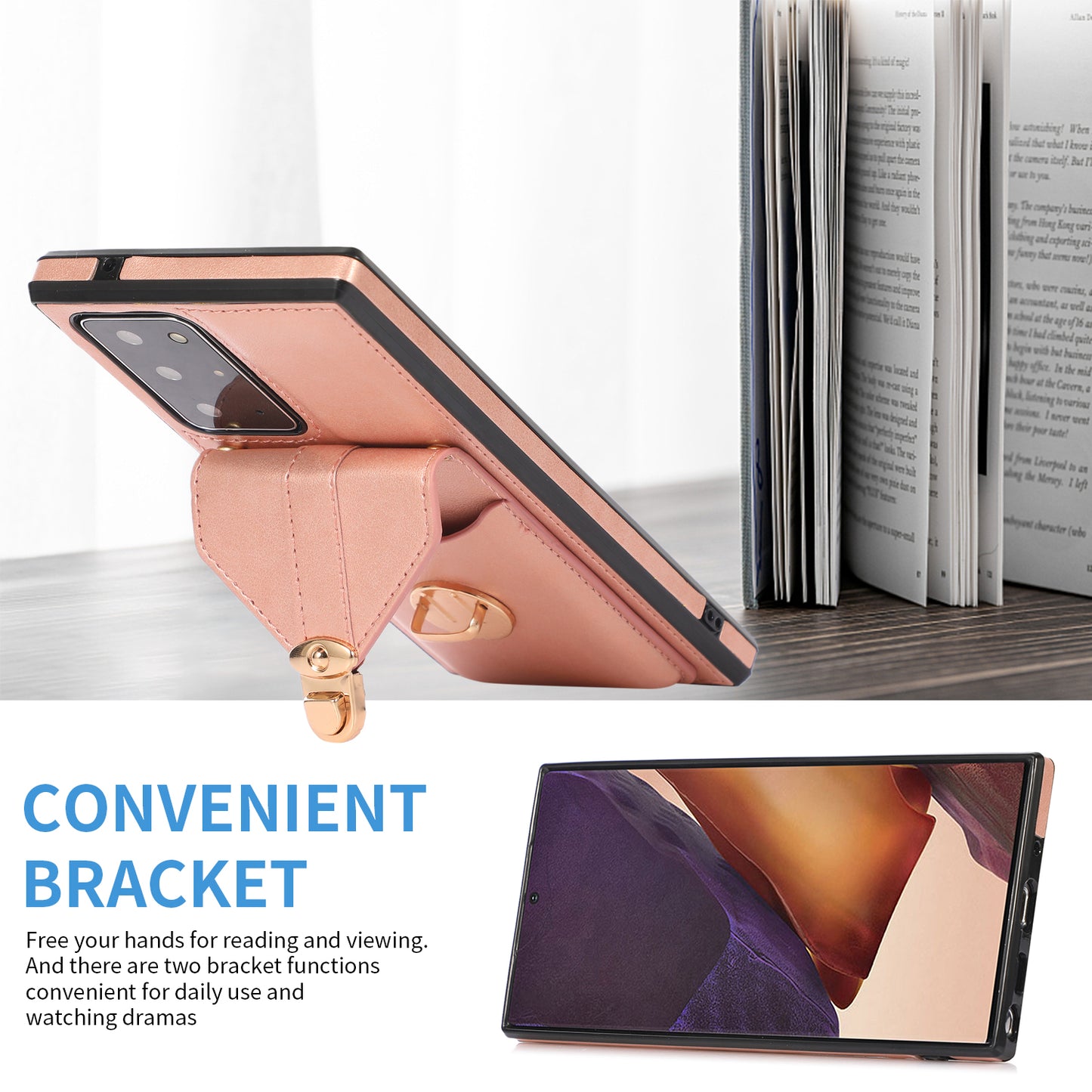 Back Case for Samsung Galaxy Note20 Ultra / Note20 Ultra 5G Card Holder PU Leather+TPU Phone Cover with Kickstand