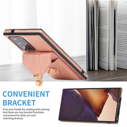 Back Case for Samsung Galaxy Note20 Ultra / Note20 Ultra 5G Card Holder PU Leather+TPU Phone Cover with Kickstand