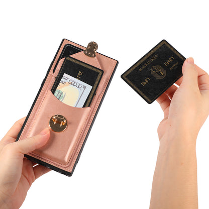 Back Case for Samsung Galaxy Note20 Ultra / Note20 Ultra 5G Card Holder PU Leather+TPU Phone Cover with Kickstand