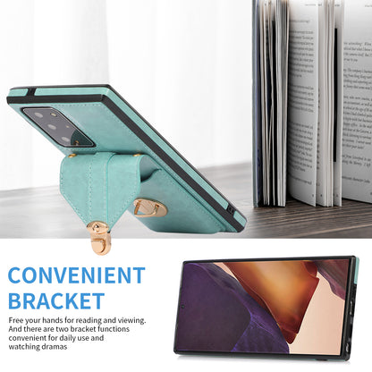 Back Case for Samsung Galaxy Note20 Ultra / Note20 Ultra 5G Card Holder PU Leather+TPU Phone Cover with Kickstand