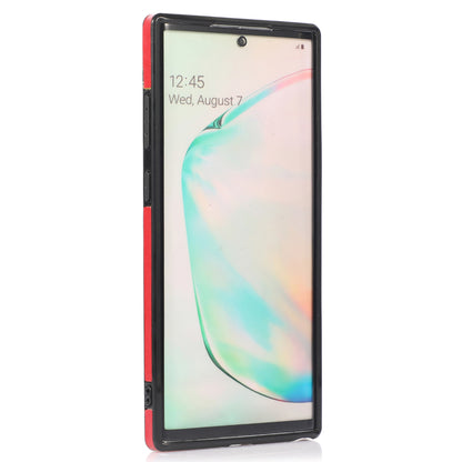 For Samsung Galaxy Note 10 Plus 5G Card Holder Back Case PU Leather+TPU Phone Cover with Kickstand