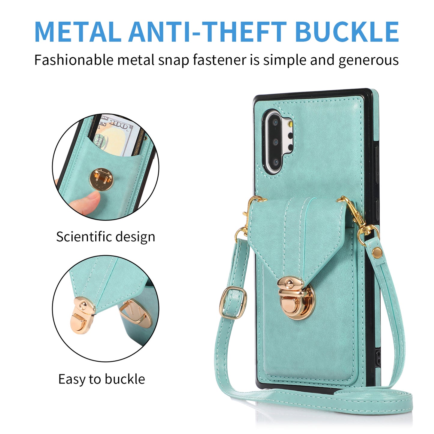 For Samsung Galaxy Note 10 Plus 5G Card Holder Back Case PU Leather+TPU Phone Cover with Kickstand