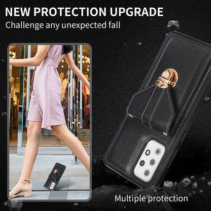 PU Leather+TPU Shell for Samsung Galaxy A72 4G / 5G Card Holder Back Case Phone Cover with Kickstand