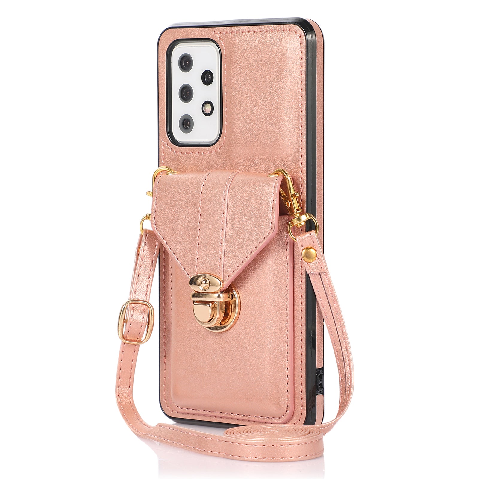 PU Leather+TPU Shell for Samsung Galaxy A72 4G / 5G Card Holder Back Case Phone Cover with Kickstand