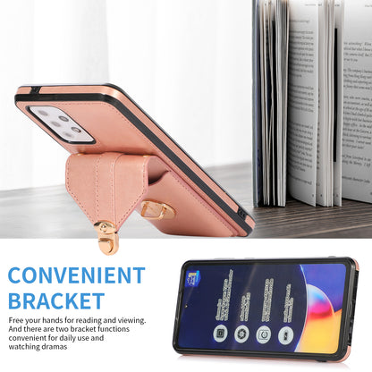 PU Leather+TPU Shell for Samsung Galaxy A72 4G / 5G Card Holder Back Case Phone Cover with Kickstand