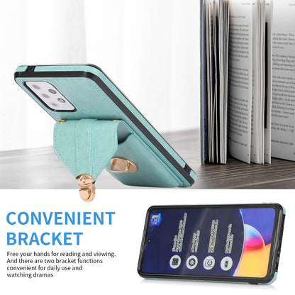 PU Leather+TPU Shell for Samsung Galaxy A72 4G / 5G Card Holder Back Case Phone Cover with Kickstand