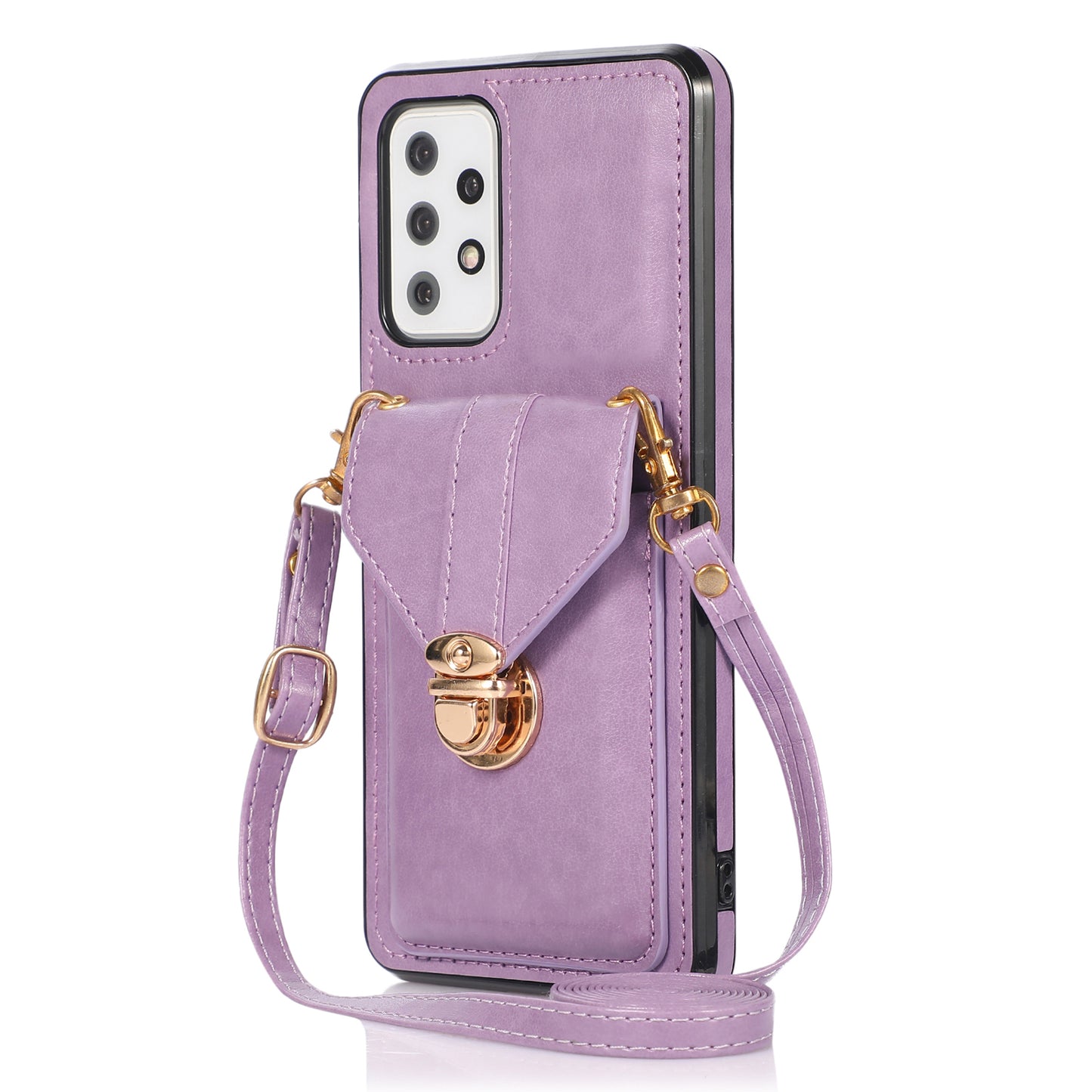 PU Leather+TPU Shell for Samsung Galaxy A72 4G / 5G Card Holder Back Case Phone Cover with Kickstand