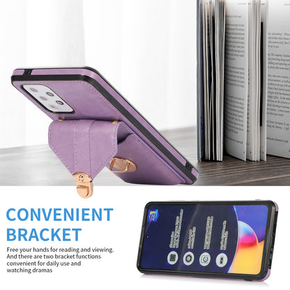 PU Leather+TPU Shell for Samsung Galaxy A72 4G / 5G Card Holder Back Case Phone Cover with Kickstand