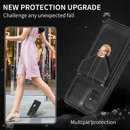 PU Leather+TPU Shell for Samsung Galaxy A71 4G SM-A715 Card Holder Back Case Kickstand Phone Cover