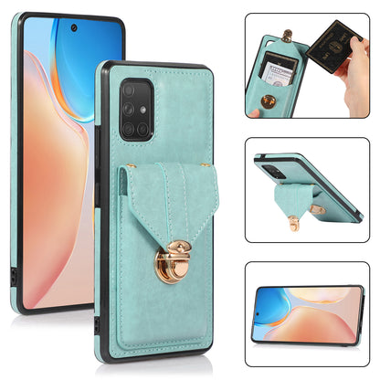PU Leather+TPU Shell for Samsung Galaxy A71 4G SM-A715 Card Holder Back Case Kickstand Phone Cover