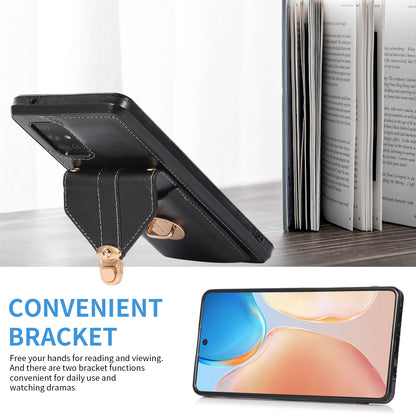 For Samsung Galaxy A71 5G SM-A716 Card Holder Shell PU Leather+TPU Back Case Kickstand Phone Cover