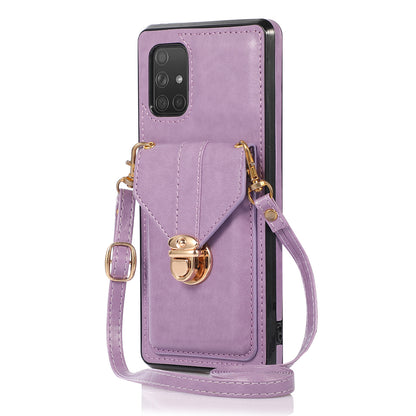 For Samsung Galaxy A71 5G SM-A716 Card Holder Shell PU Leather+TPU Back Case Kickstand Phone Cover