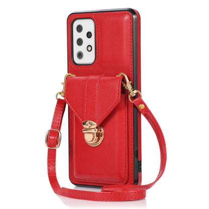 For Samsung Galaxy A53 5G Card Holder Anti-drop Shell PU Leather+TPU Back Case Kickstand Phone Cover