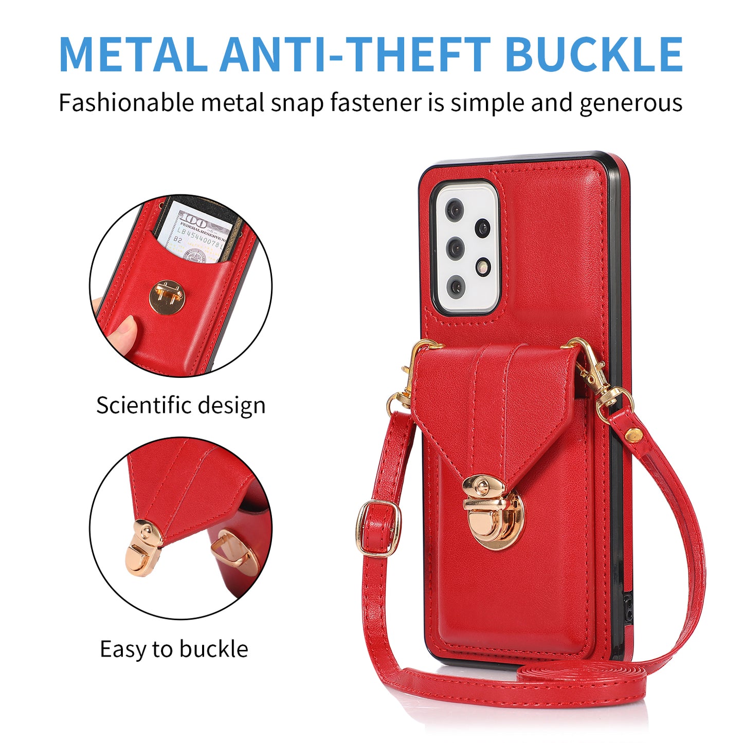 For Samsung Galaxy A53 5G Card Holder Anti-drop Shell PU Leather+TPU Back Case Kickstand Phone Cover