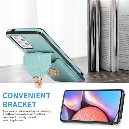 For Samsung Galaxy A53 5G Card Holder Anti-drop Shell PU Leather+TPU Back Case Kickstand Phone Cover