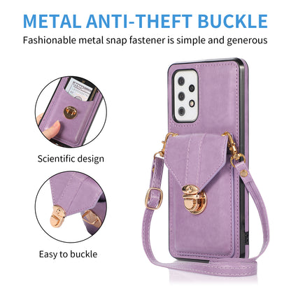 For Samsung Galaxy A52 4G / 5G / A52s 5G Kickstand Phone Cover PU Leather+TPU Card Holder Back Case