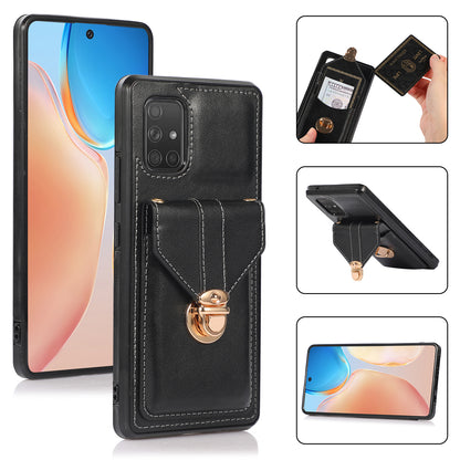For Samsung Galaxy A51 5G SM-A516 Kickstand Phone Cover Anti-scratch PU Leather+TPU Card Holder Back Case