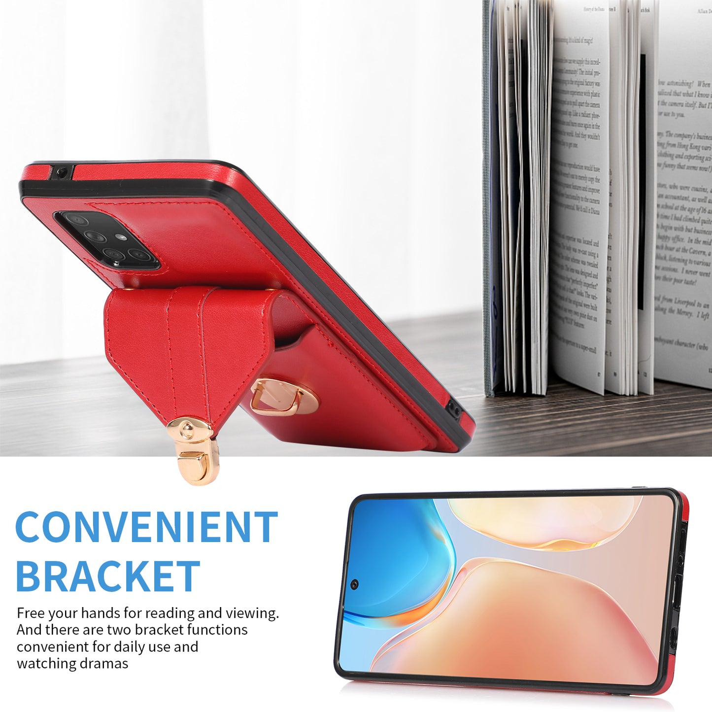 For Samsung Galaxy A51 5G SM-A516 Kickstand Phone Cover Anti-scratch PU Leather+TPU Card Holder Back Case