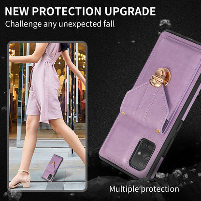 For Samsung Galaxy A51 5G SM-A516 Kickstand Phone Cover Anti-scratch PU Leather+TPU Card Holder Back Case