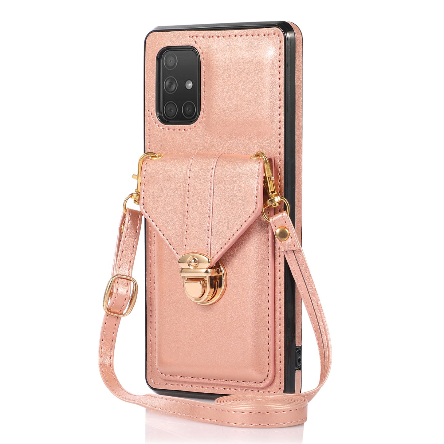 For Samsung Galaxy A51 5G SM-A516 Kickstand Phone Cover Anti-scratch PU Leather+TPU Card Holder Back Case