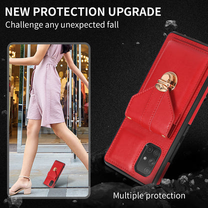 For Samsung Galaxy A51 4G SM-A515 Kickstand Phone Cover Card Holder Back Protector PU Leather+TPU Case