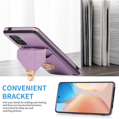 For Samsung Galaxy A51 4G SM-A515 Kickstand Phone Cover Card Holder Back Protector PU Leather+TPU Case