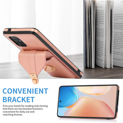 For Samsung Galaxy A51 4G SM-A515 Kickstand Phone Cover Card Holder Back Protector PU Leather+TPU Case
