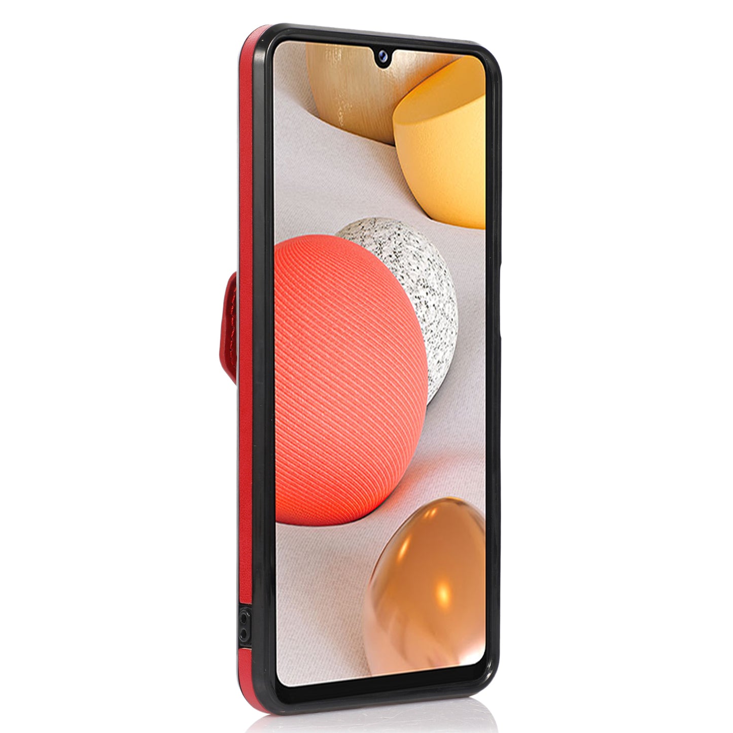 Back Protector for Samsung Galaxy A42 5G Phone Cover with Kickstand Card Holder PU Leather+TPU Case