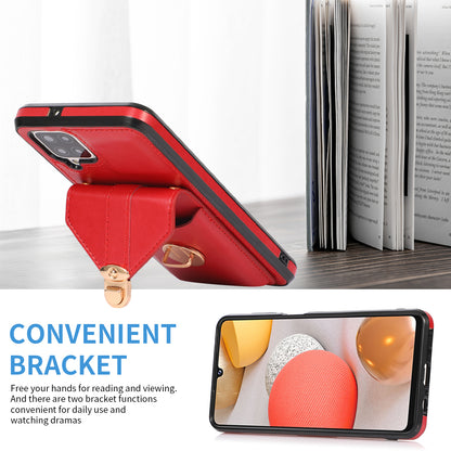 Back Protector for Samsung Galaxy A42 5G Phone Cover with Kickstand Card Holder PU Leather+TPU Case