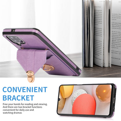 Back Protector for Samsung Galaxy A42 5G Phone Cover with Kickstand Card Holder PU Leather+TPU Case