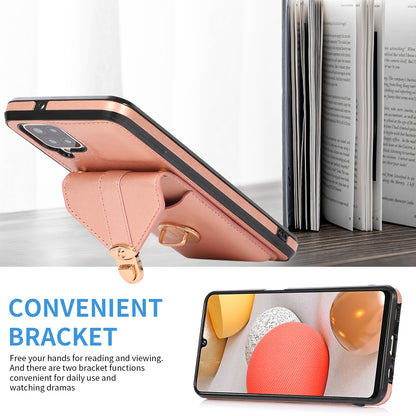Back Protector for Samsung Galaxy A42 5G Phone Cover with Kickstand Card Holder PU Leather+TPU Case