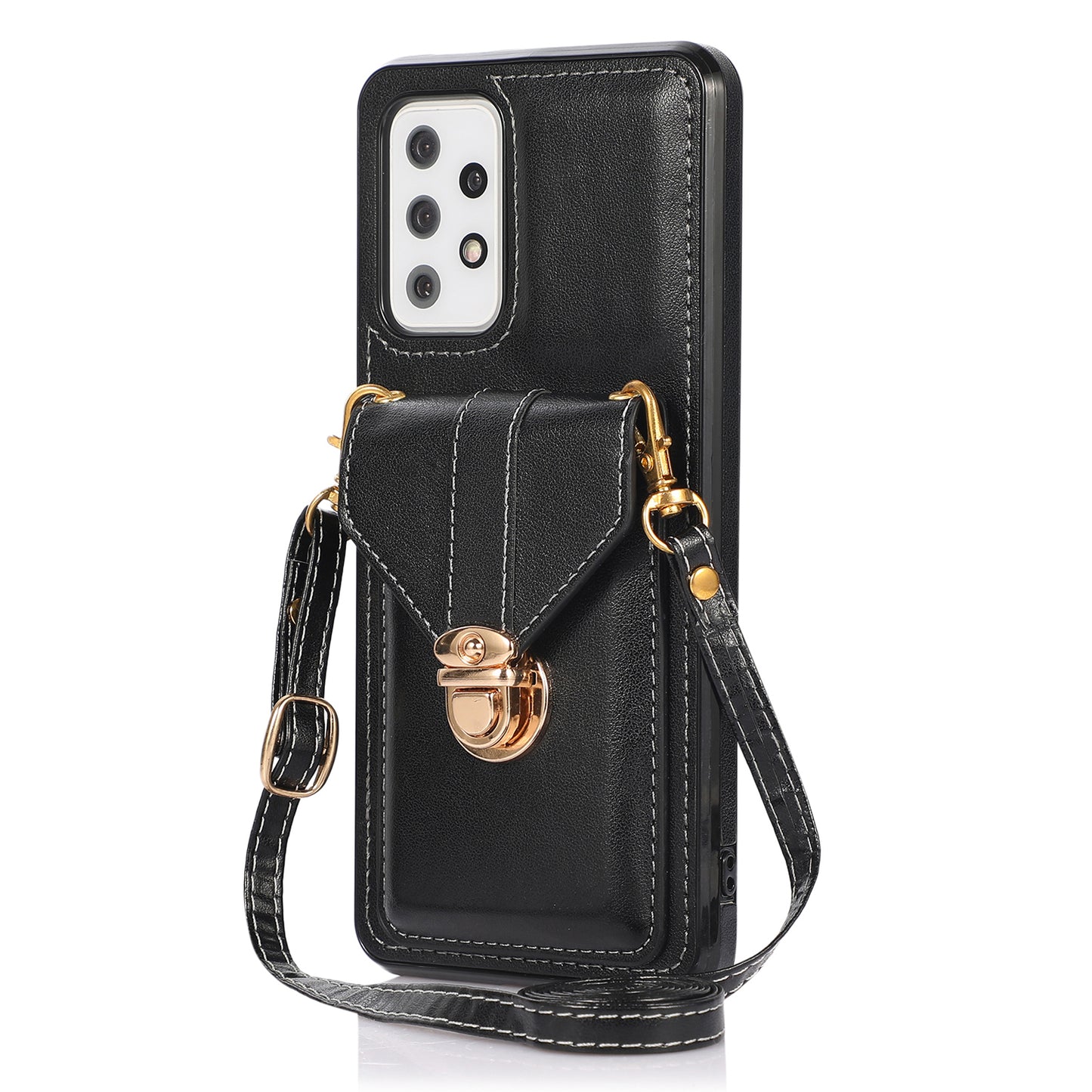 For Samsung Galaxy A33 5G Card Holder Design PU Leather+TPU Shell Back Case Kickstand Phone Cover