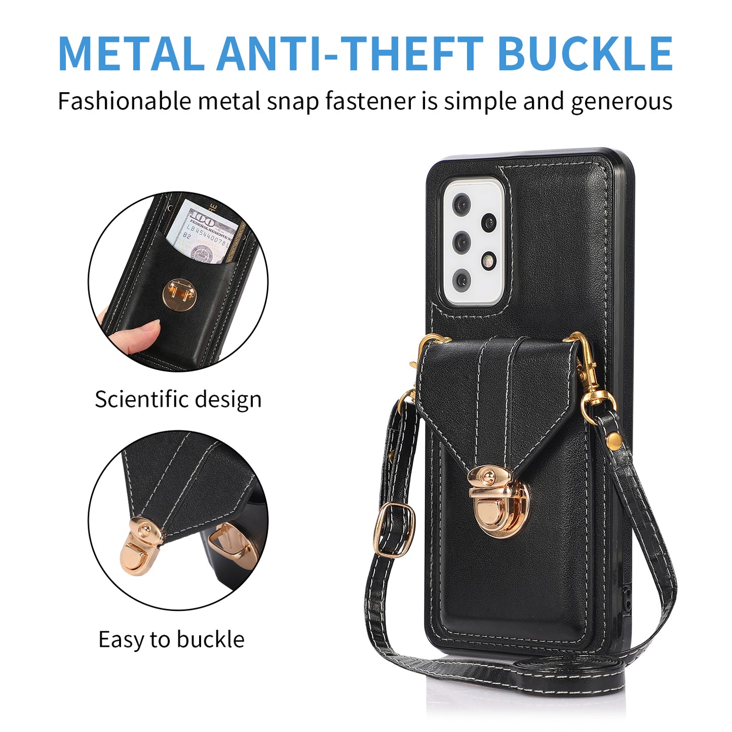 For Samsung Galaxy A33 5G Card Holder Design PU Leather+TPU Shell Back Case Kickstand Phone Cover