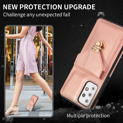 For Samsung Galaxy A33 5G Card Holder Design PU Leather+TPU Shell Back Case Kickstand Phone Cover