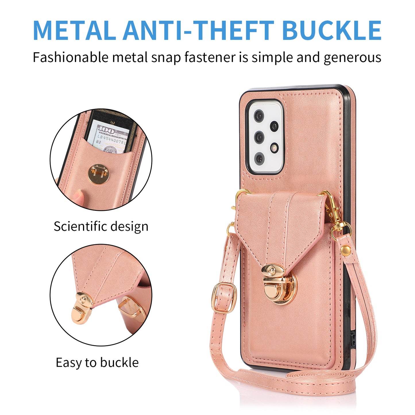 For Samsung Galaxy A33 5G Card Holder Design PU Leather+TPU Shell Back Case Kickstand Phone Cover