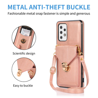 For Samsung Galaxy A33 5G Card Holder Design PU Leather+TPU Shell Back Case Kickstand Phone Cover