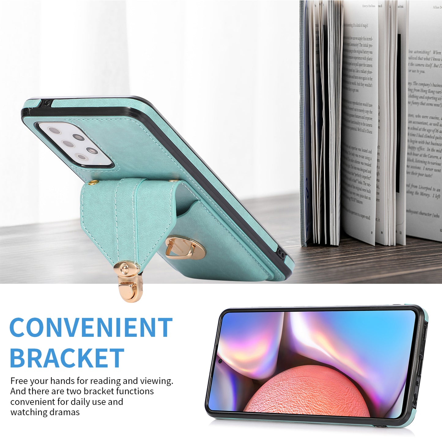 For Samsung Galaxy A33 5G Card Holder Design PU Leather+TPU Shell Back Case Kickstand Phone Cover