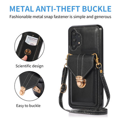 Card Holder Case for Samsung Galaxy A32 5G / M32 5G Shockproof Kickstand PU Leather+TPU Phone Cover