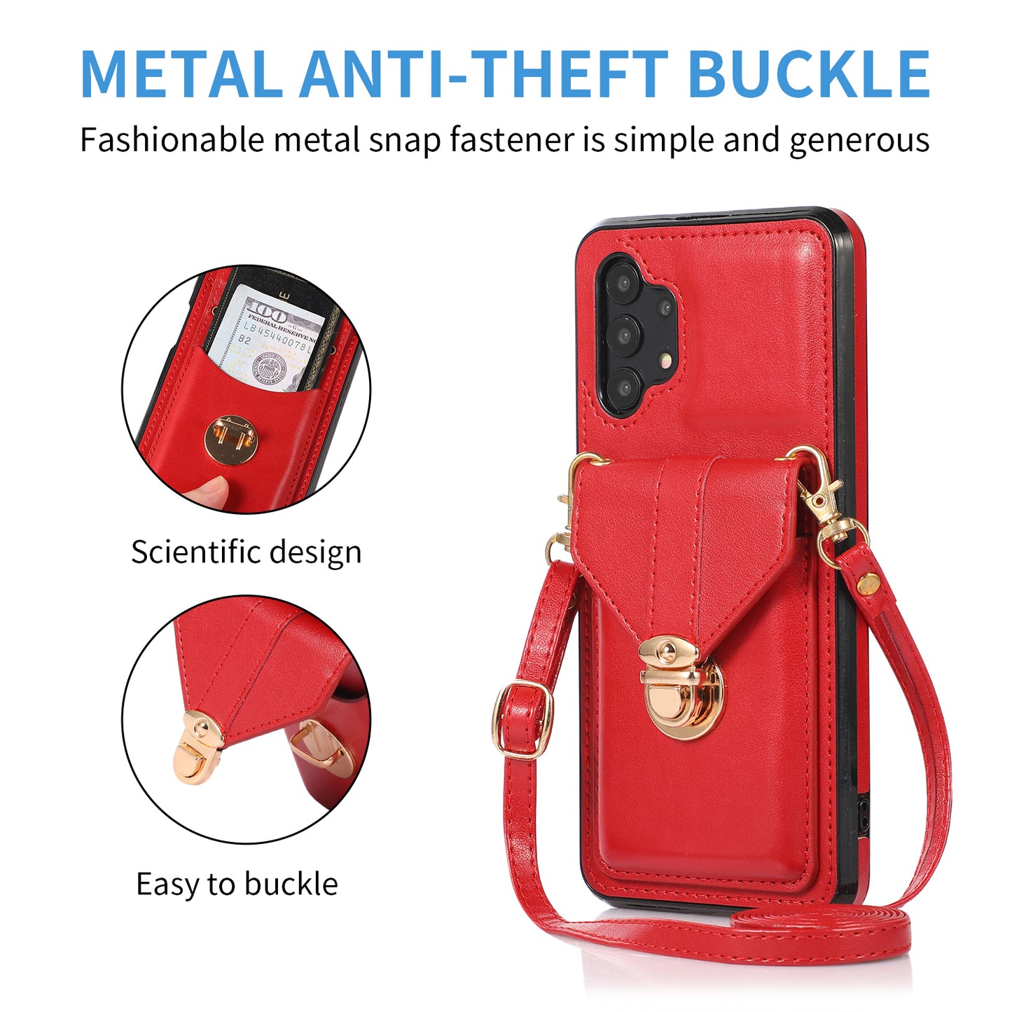 Card Holder Case for Samsung Galaxy A32 5G / M32 5G Shockproof Kickstand PU Leather+TPU Phone Cover