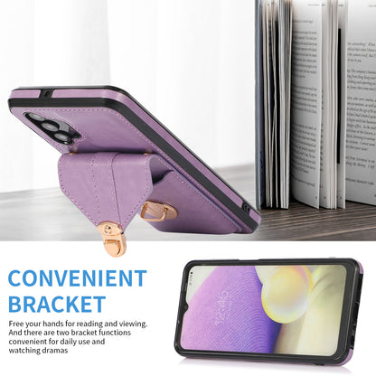 Card Holder Case for Samsung Galaxy A32 5G / M32 5G Shockproof Kickstand PU Leather+TPU Phone Cover