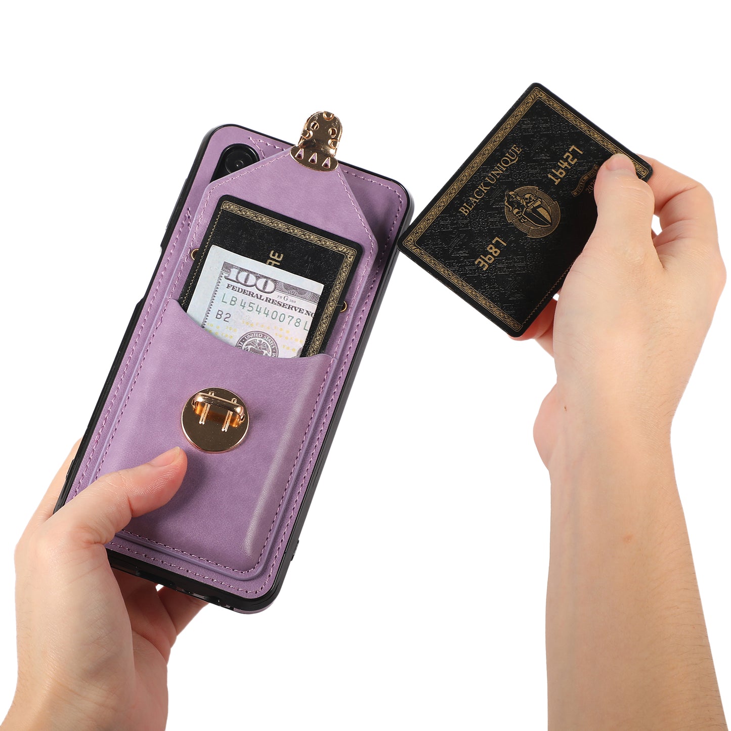 Card Holder Case for Samsung Galaxy A32 5G / M32 5G Shockproof Kickstand PU Leather+TPU Phone Cover