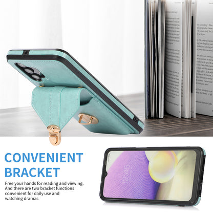 Card Holder Case for Samsung Galaxy A32 5G / M32 5G Shockproof Kickstand PU Leather+TPU Phone Cover